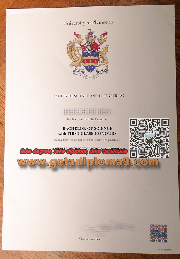 fake University of Plymouth diploma, University of Plymouth degree sample