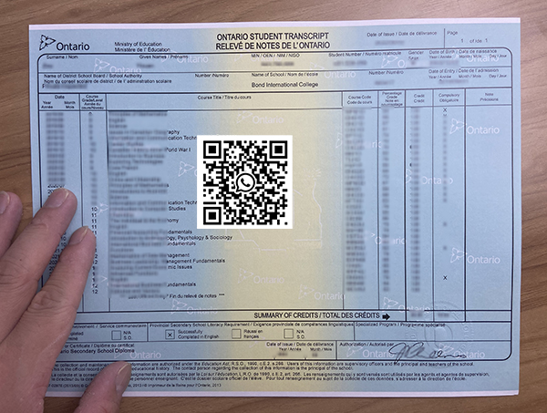 Bond International College transcript