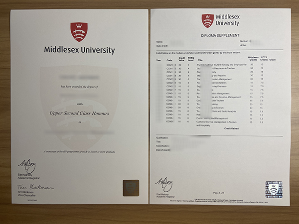 fake Middlesex University transcript