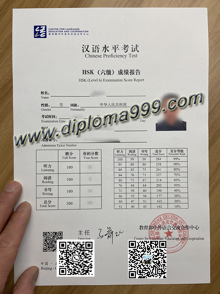 Fake HSK score report