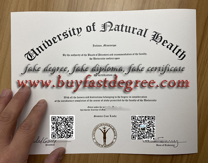 Fake University of Natural Health degree
